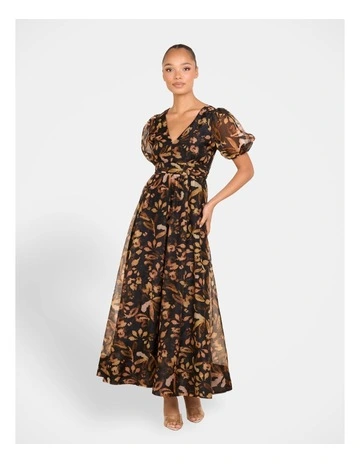 Lyra Puff Sleeve Maxi Dress in Multi
