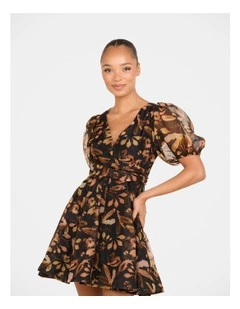 Paloma Puff Sleeve Mini Dress in Multi
