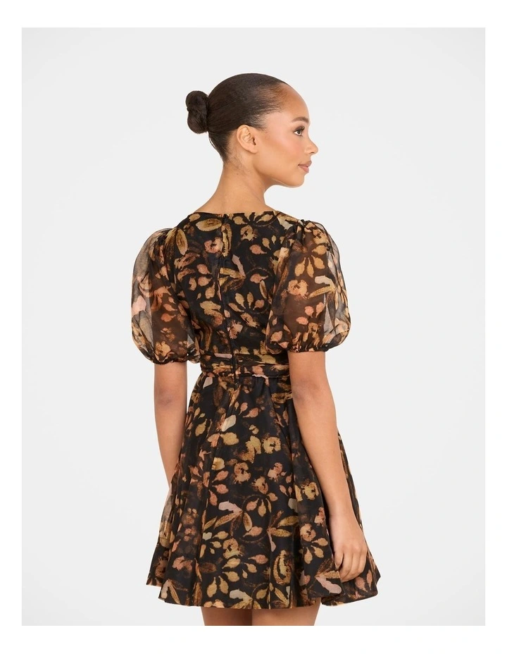 Paloma Puff Sleeve Mini Dress in Multi image 2