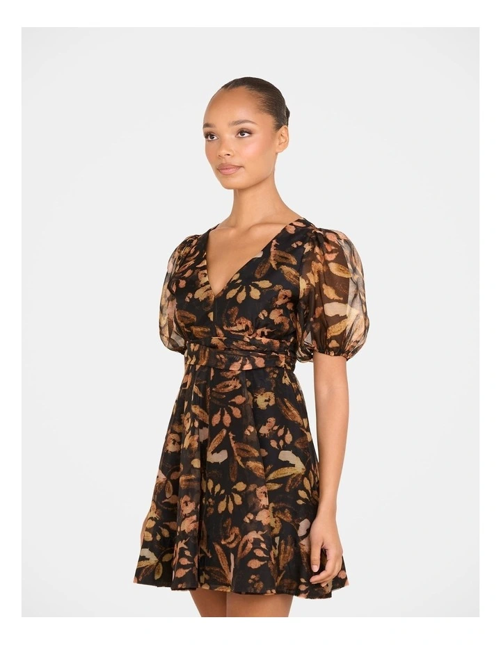 Paloma Puff Sleeve Mini Dress in Multi image 3