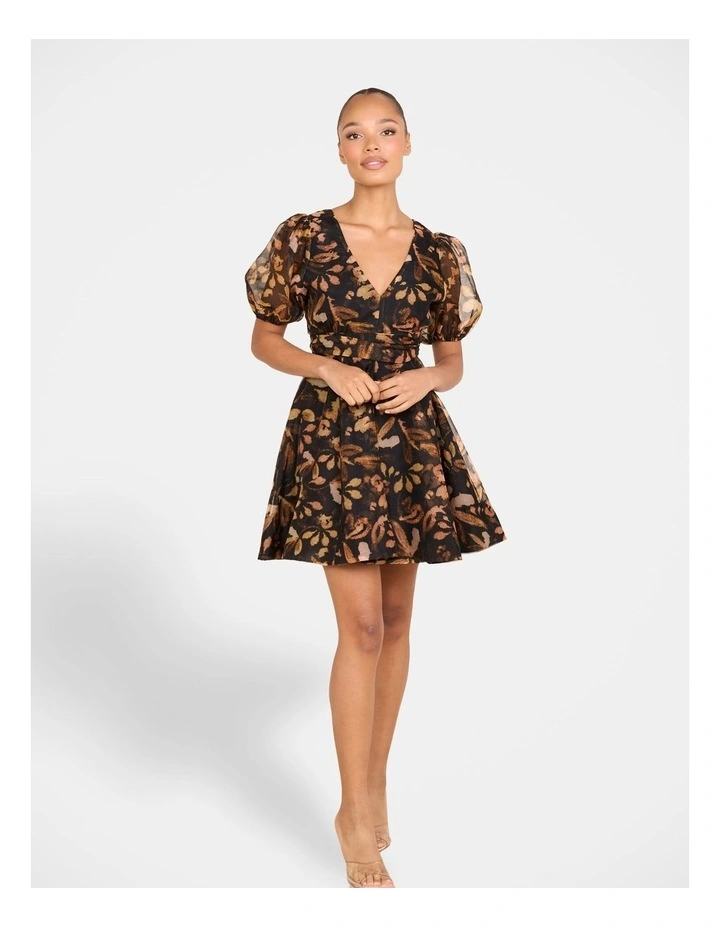 Paloma Puff Sleeve Mini Dress in Multi image 5