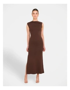 Jenna One Shoulder Maxi Dress in Brown