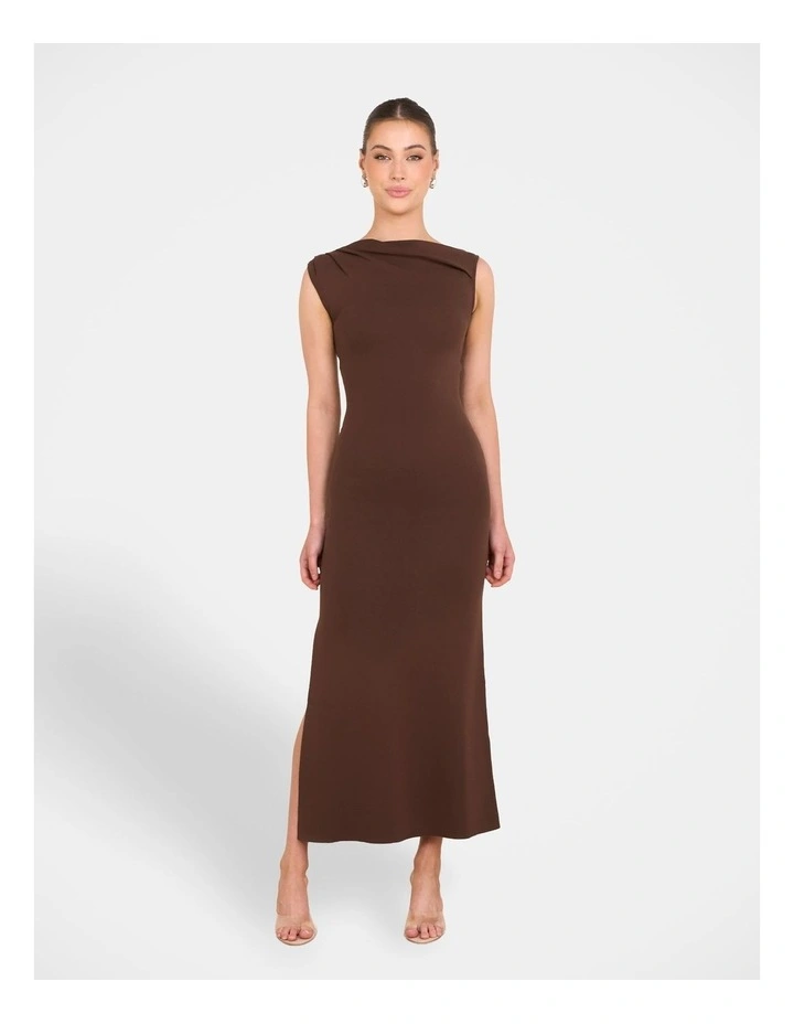 Jenna One Shoulder Maxi Dress in Brown image 1