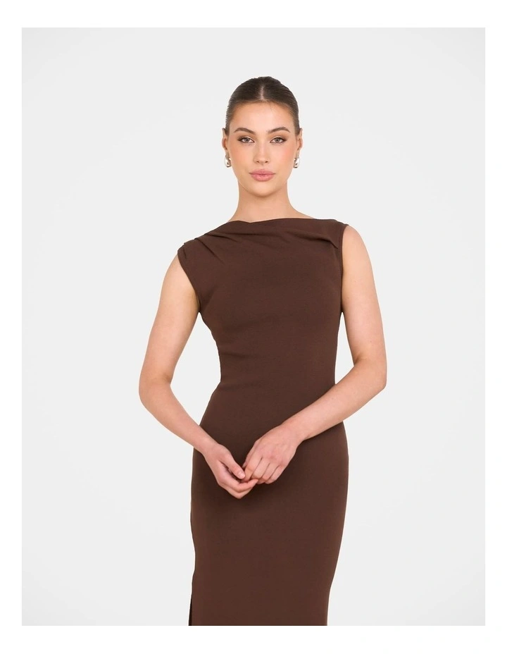 Jenna One Shoulder Maxi Dress in Brown image 3