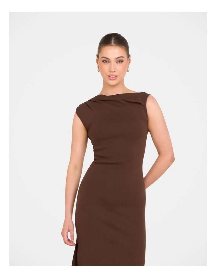 Jenna One Shoulder Maxi Dress in Brown image 4