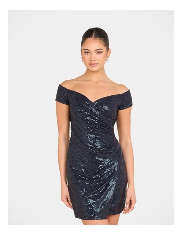 Nat Off Shoulder Mini Dress in Black