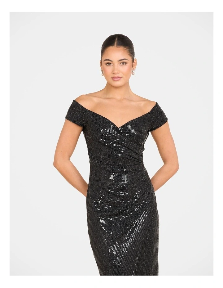 Moira Off Shoulder Gown in Black image 4