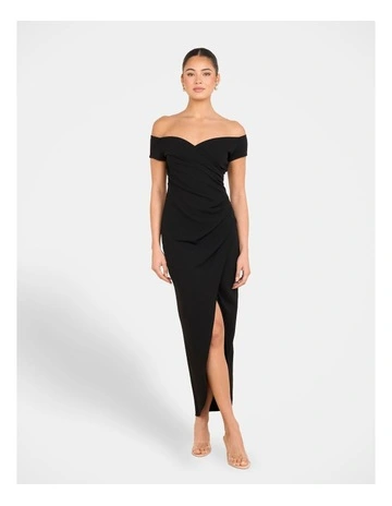 Josie Off Shoulder Gown in Black