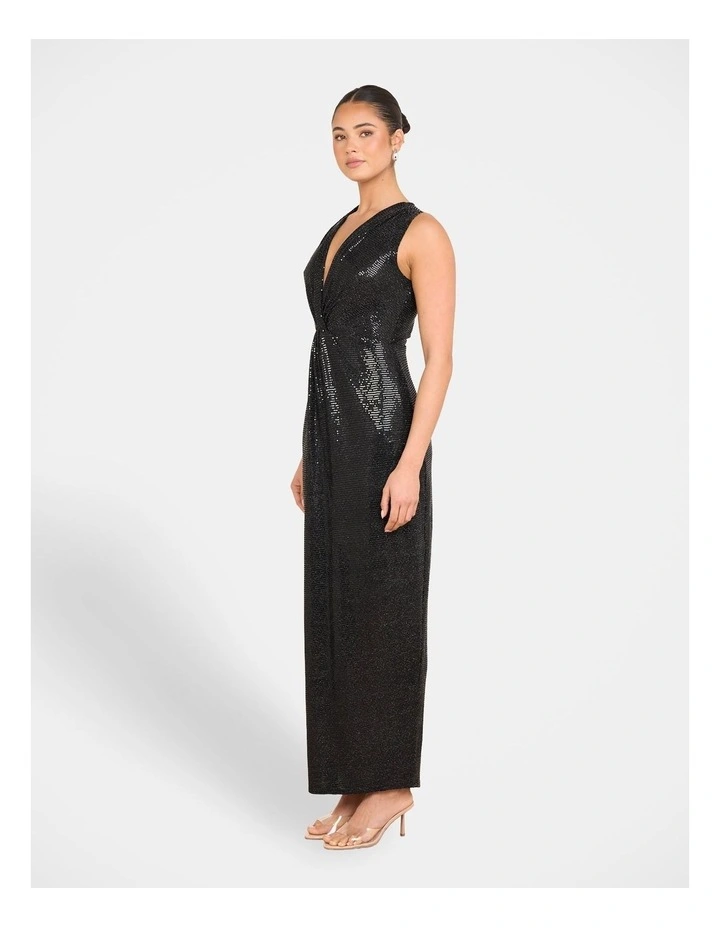 Zali Plunge Metallic Gown in Black image 3