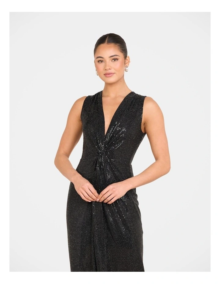Zali Plunge Metallic Gown in Black image 4