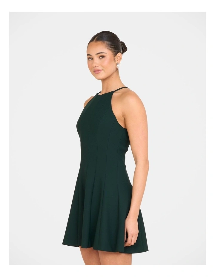 Gab High Neck Mini Dress in Green image 3