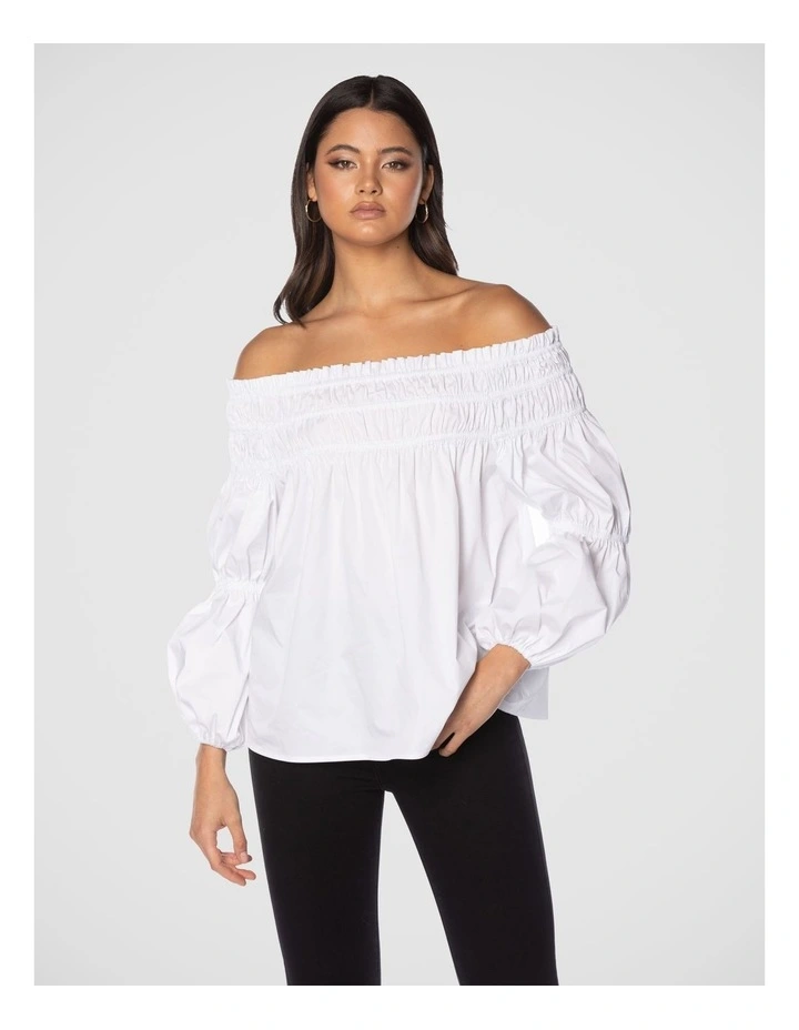 Judd Off The Shoulder Top in White image 1