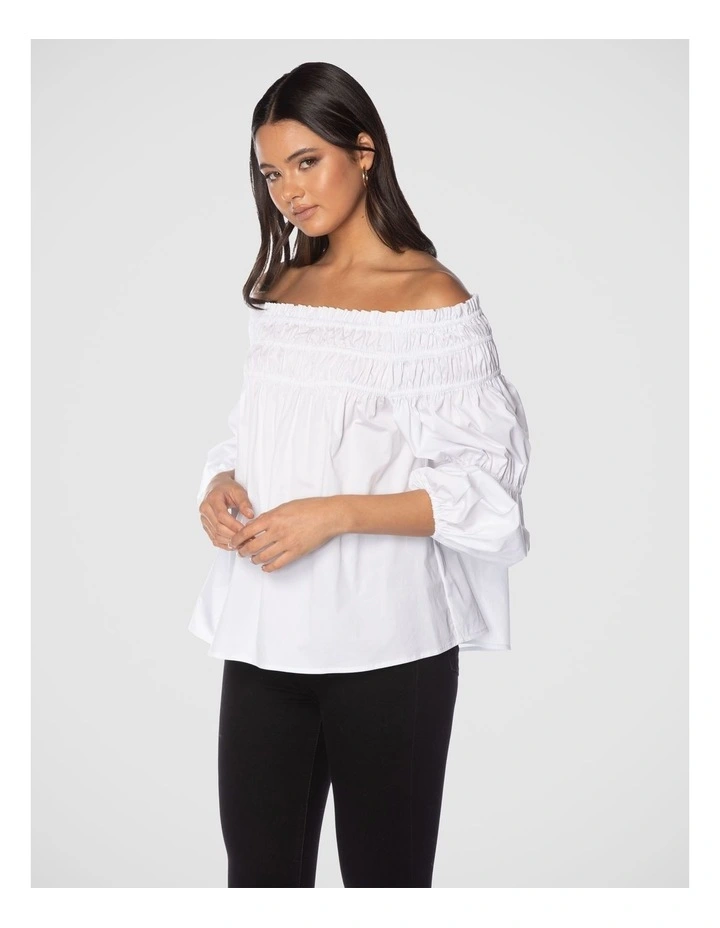 Judd Off The Shoulder Top in White image 2