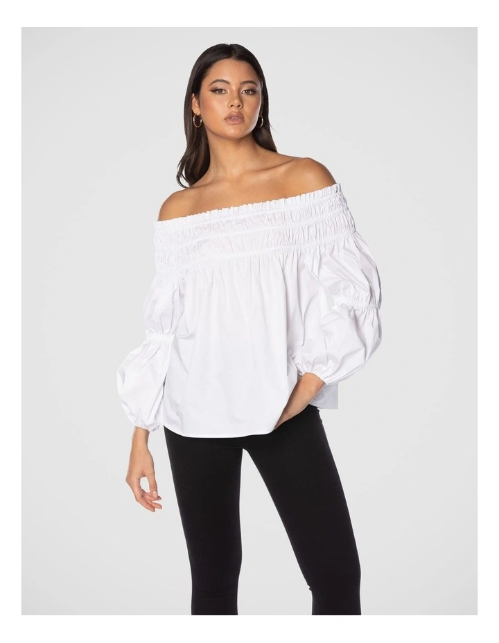 Judd Off The Shoulder Top in White image 4