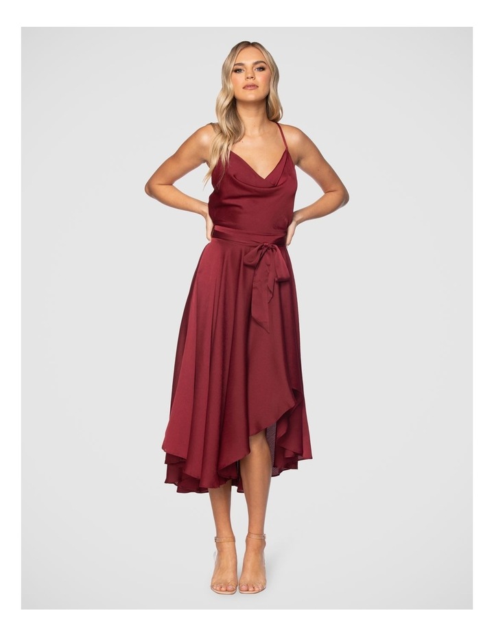 Maren Midi Dress in Burgundy Red