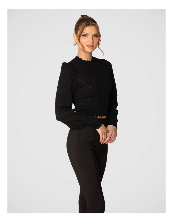 Mila Knit Top in Black image 2