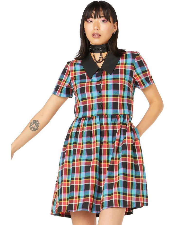 Rainbow Tartan Shirt Dress