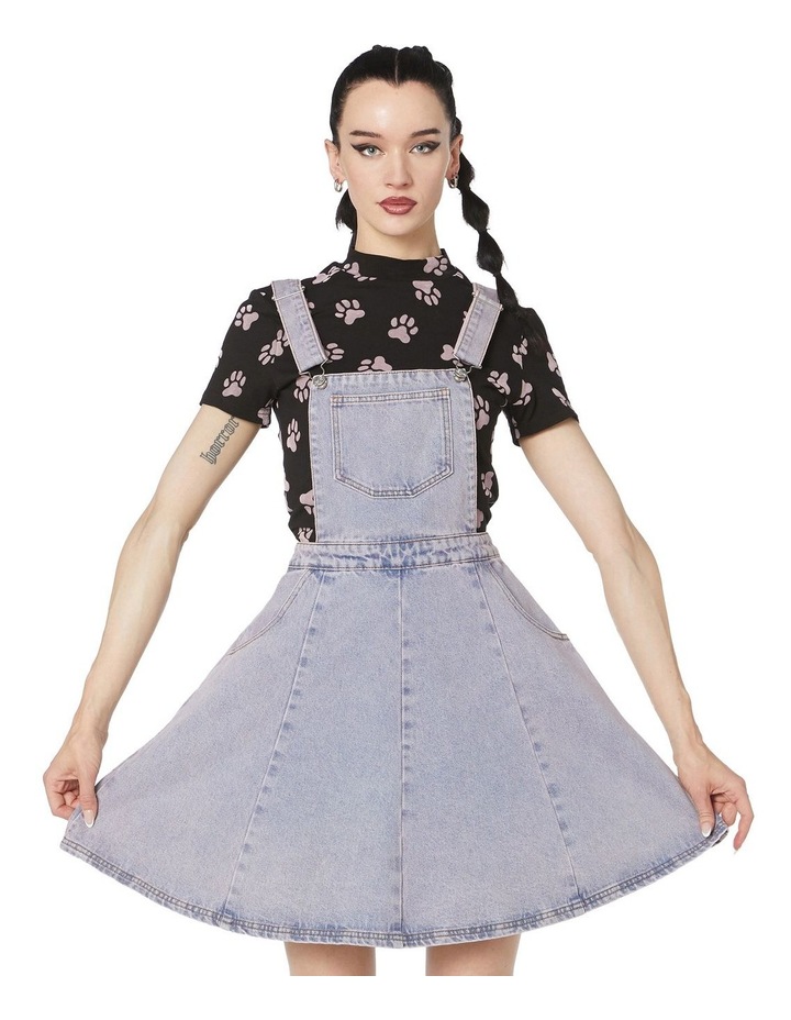 Dixie Denim Bib N Brace Flared Pinny Pink/Blue