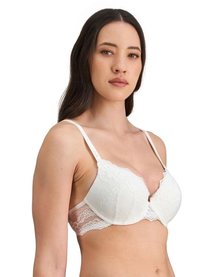 My Fit Lace Contour Plunge Bra in White image 3
