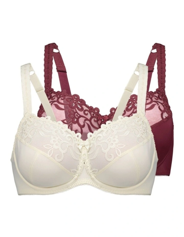 Coral Twin Pack Underwire Bra in Wine Red image 1