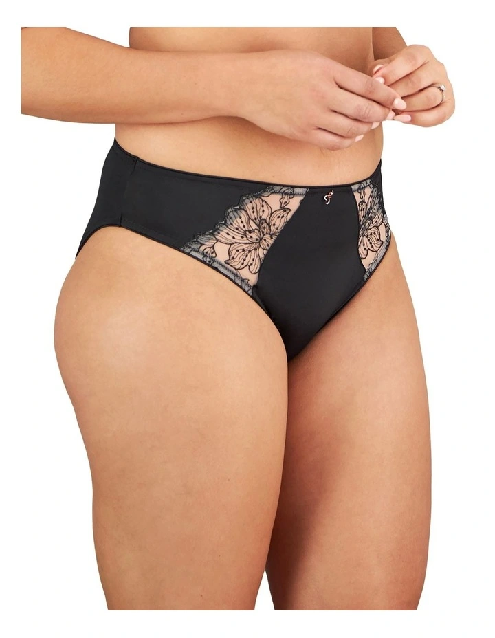 Magnetism High Cut Brief in Black/Latte image 3