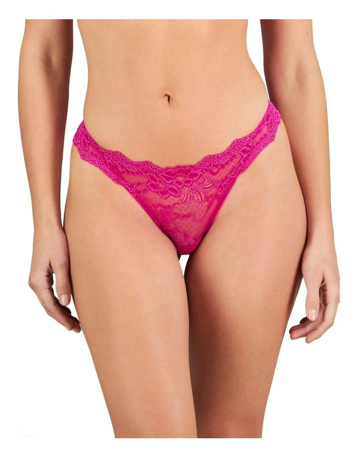 My Fit Lace Thong in Fantasy Fuchsia image 1