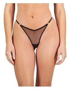 Sheer Impact Thong in Black