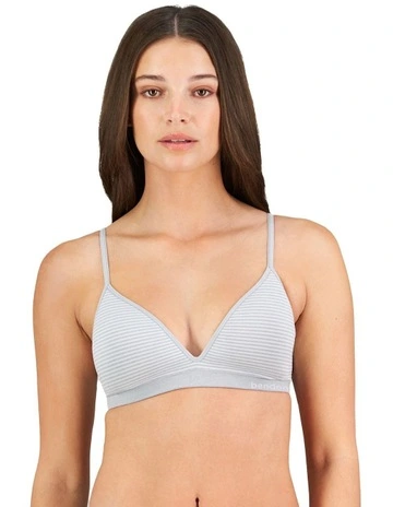 Simply Seamless Wirefree Bra in Grey Marl/White Stripe
