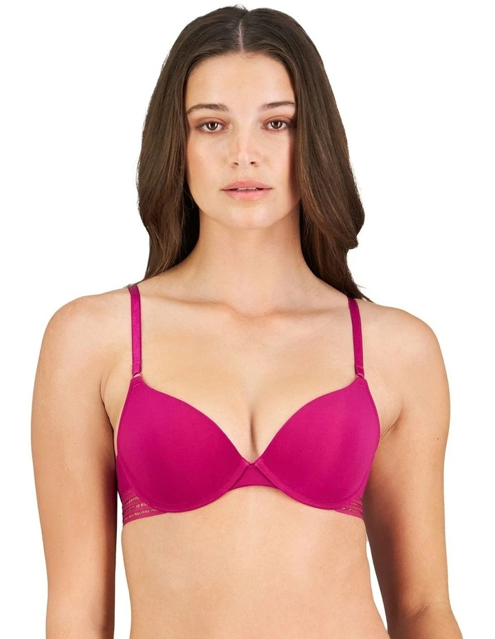 Stripe Elastic & Papertouch Push Up Bra in Fantasy Fuchsia image 1