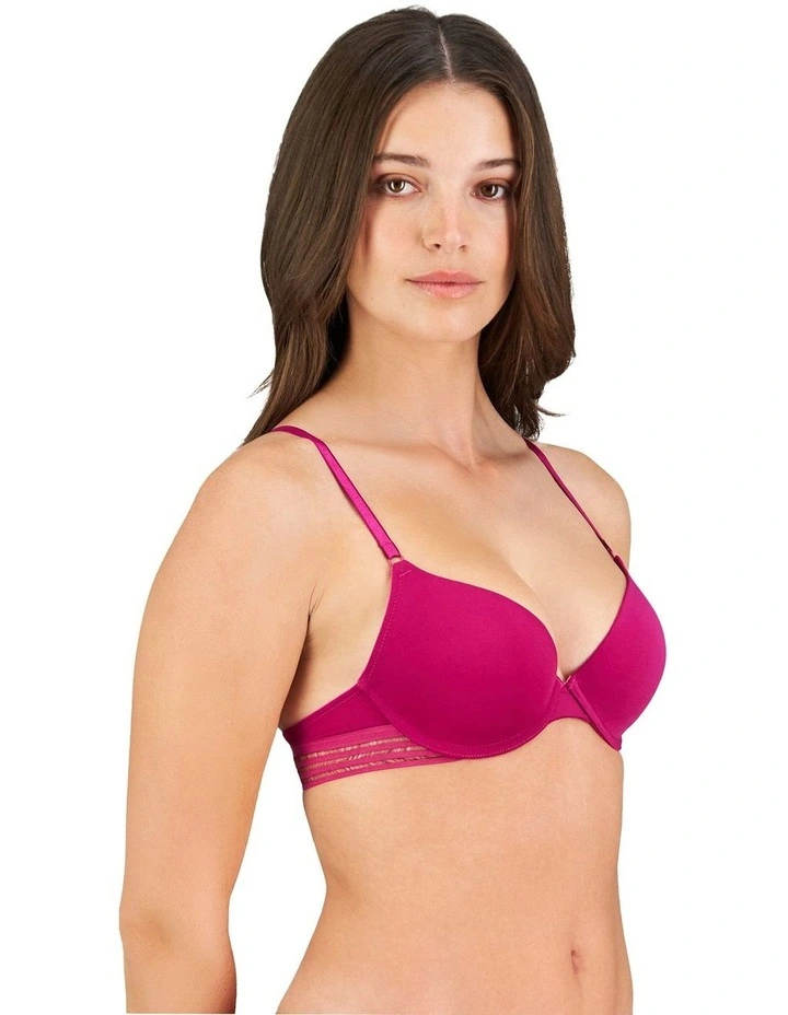 Stripe Elastic & Papertouch Push Up Bra in Fantasy Fuchsia image 3