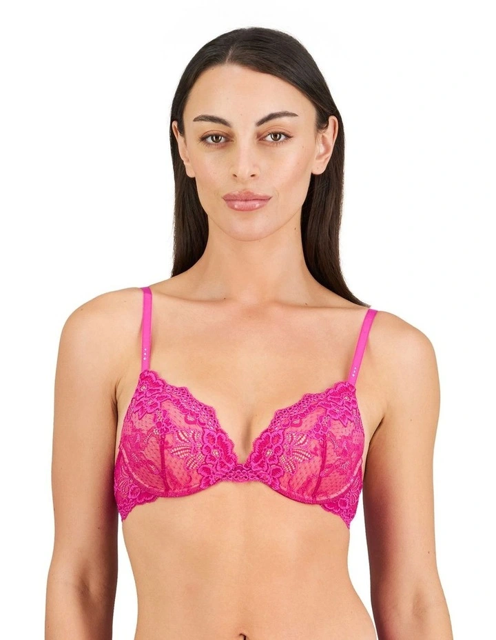 My Fit Lace Push Up Bra in Fantasy Fuchsia image 1