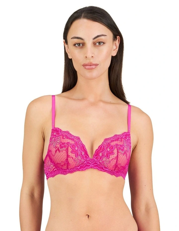 My Fit Lace Push Up Bra in Fantasy Fuchsia image 1