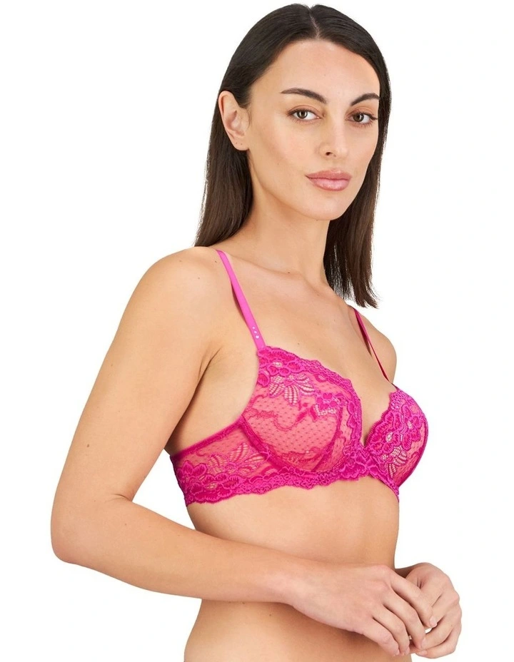 My Fit Lace Push Up Bra in Fantasy Fuchsia image 2
