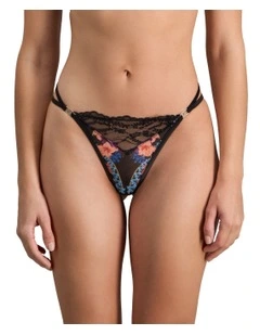Adaline Thong in Black Floral Print