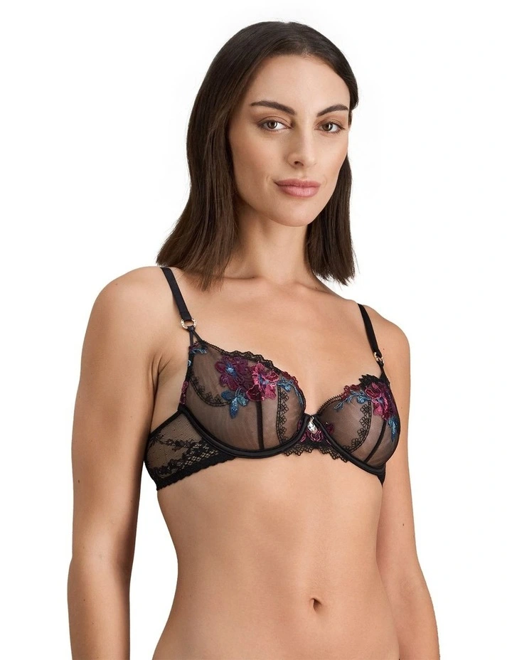 Niara Underwire Bra in Black/Beaujolais image 3