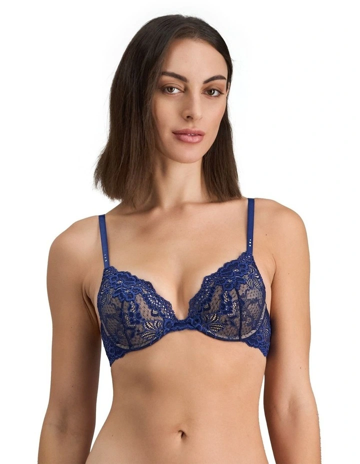 My Fit Lace Push Up Bra in Medieval Blue image 1