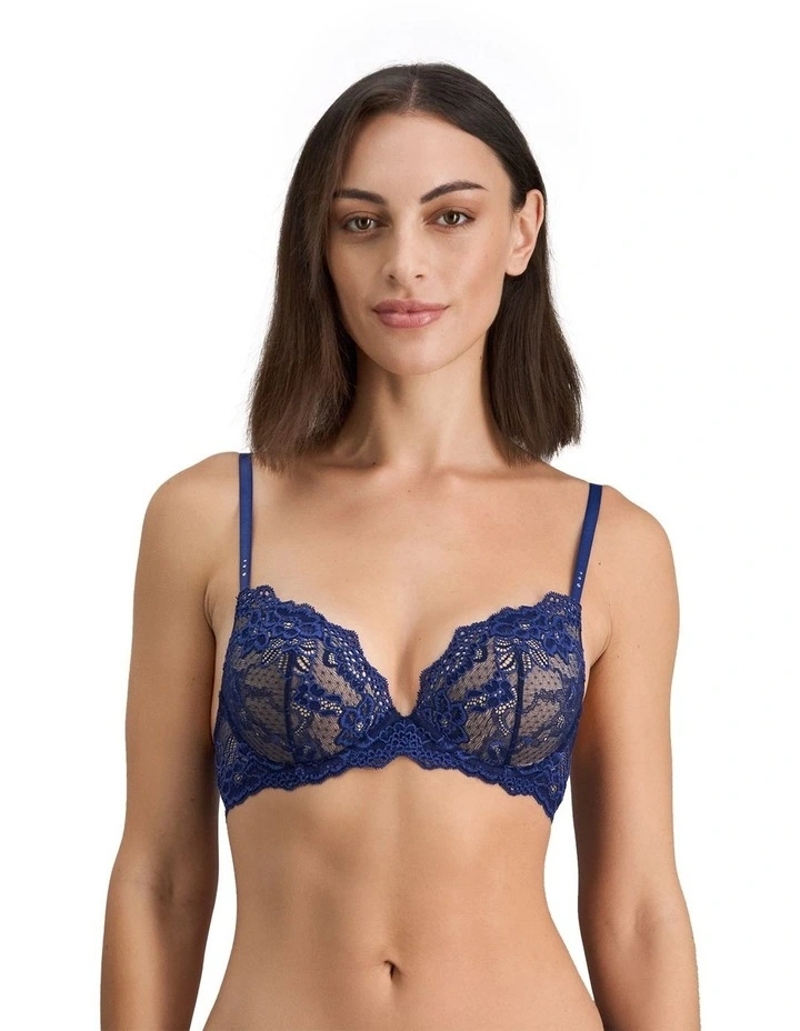 My Fit Lace Push Up Bra in Medieval Blue image 1
