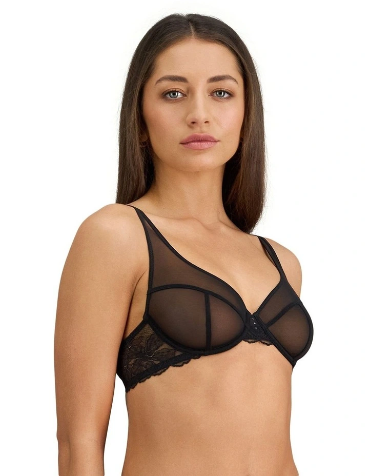 Lace Impact Underwire Bra in Black image 3