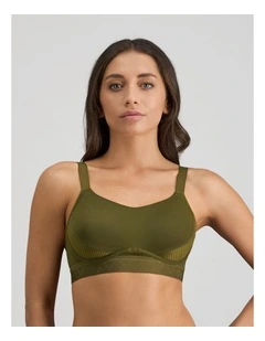 Bendon Breathe Contour Bra in Dark Olive/Pink