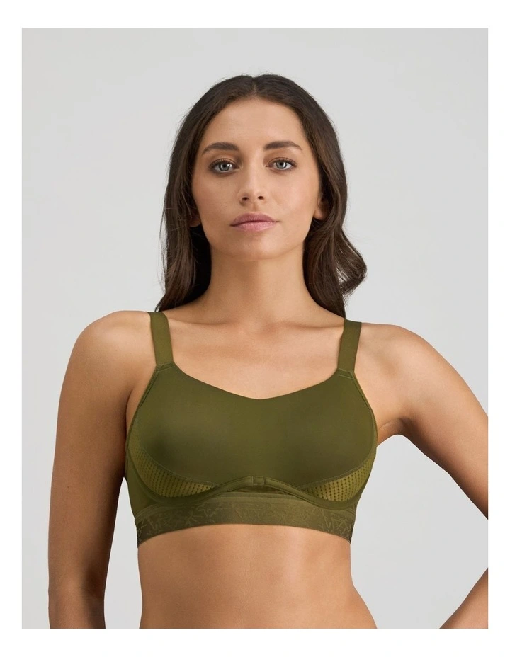 Bendon Breathe Contour Bra in Dark Olive/Pink image 1