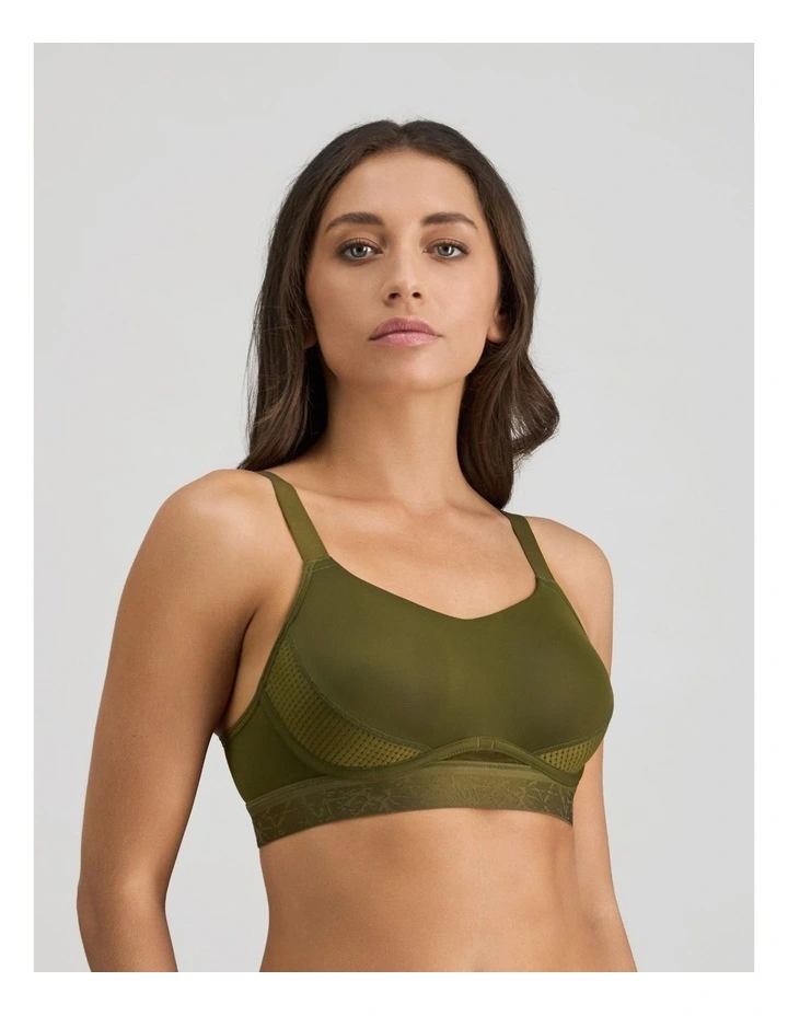 Bendon Breathe Contour Bra in Dark Olive/Pink image 3