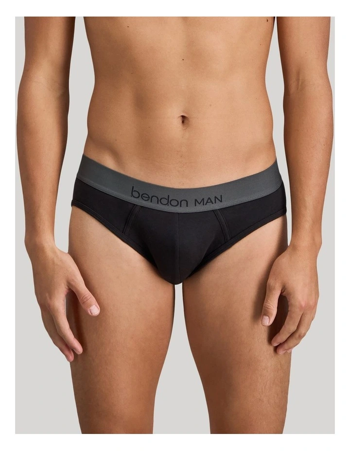 Cotton Low-Rise Mens Brief in Black image 1