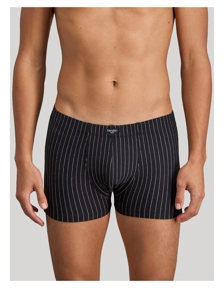 Cotton Stretch Mens Trunk in Black Pinstripe image 1