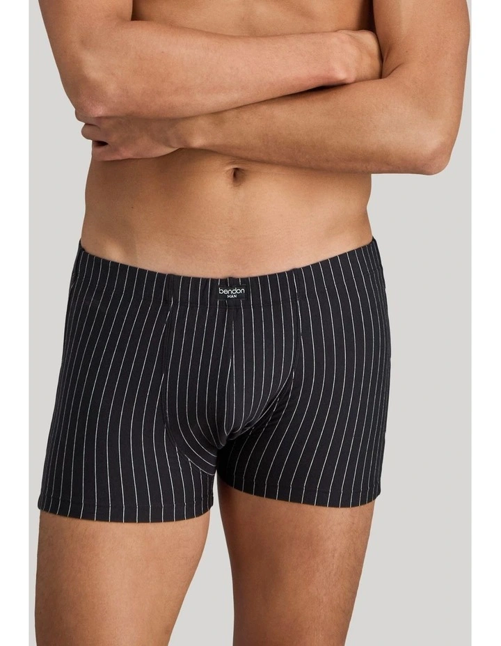 Cotton Stretch Mens Trunk in Black Pinstripe image 3