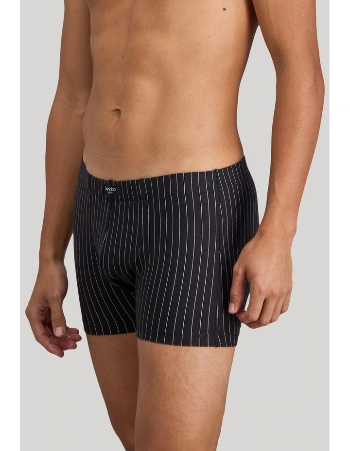 Cotton Stretch Mens Trunk in Black Pinstripe image 4