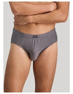 Cotton Stretch Mens Brief in Ash Pinstripe