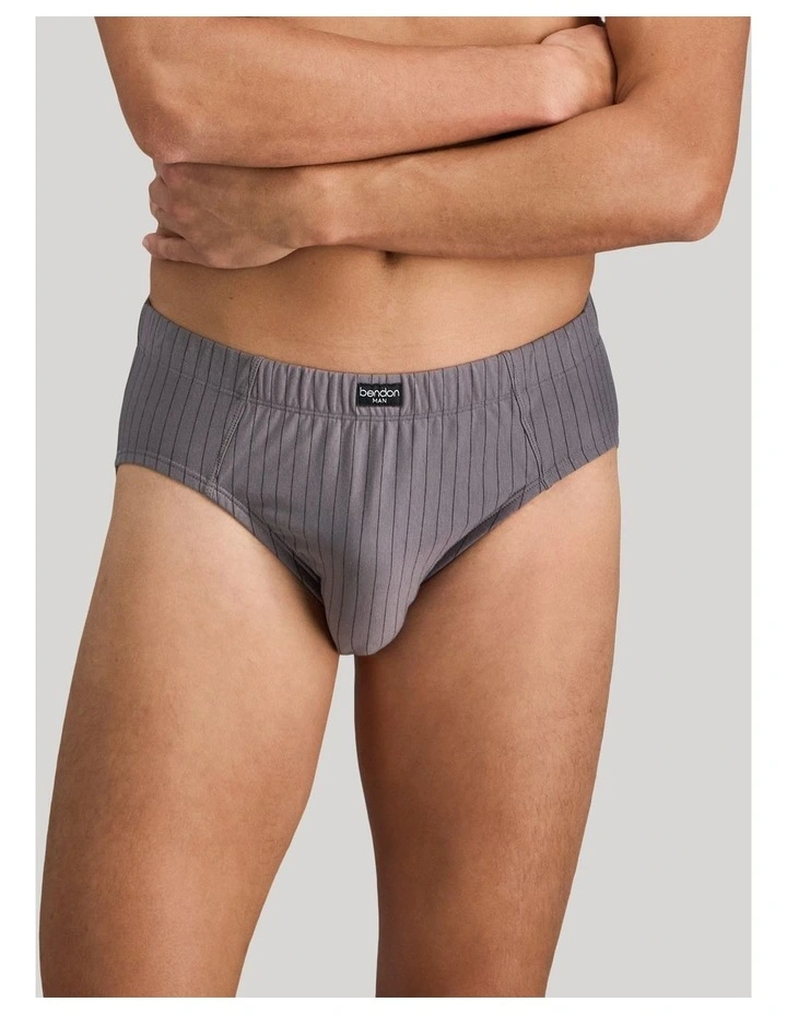 Cotton Stretch Mens Brief in Ash Pinstripe image 1