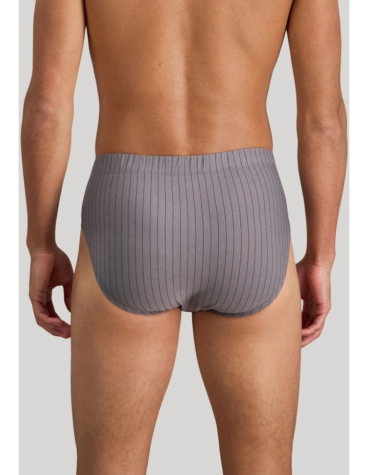Cotton Stretch Mens Brief in Ash Pinstripe image 2