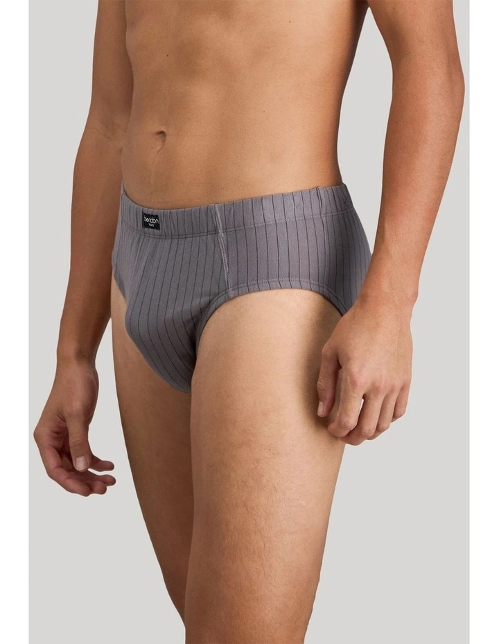 Cotton Stretch Mens Brief in Ash Pinstripe image 3