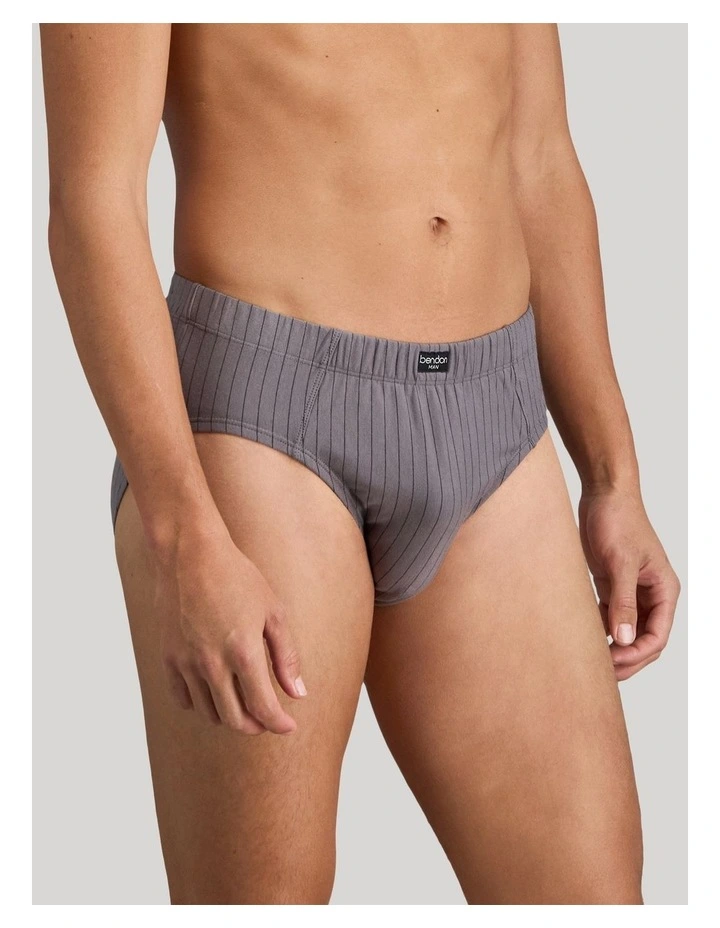 Cotton Stretch Mens Brief in Ash Pinstripe image 4